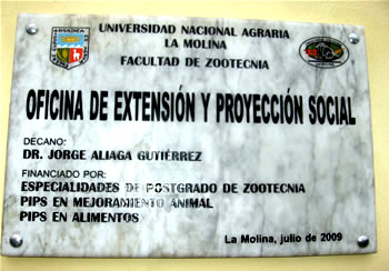 Placa de la Facultad de Zootecnia